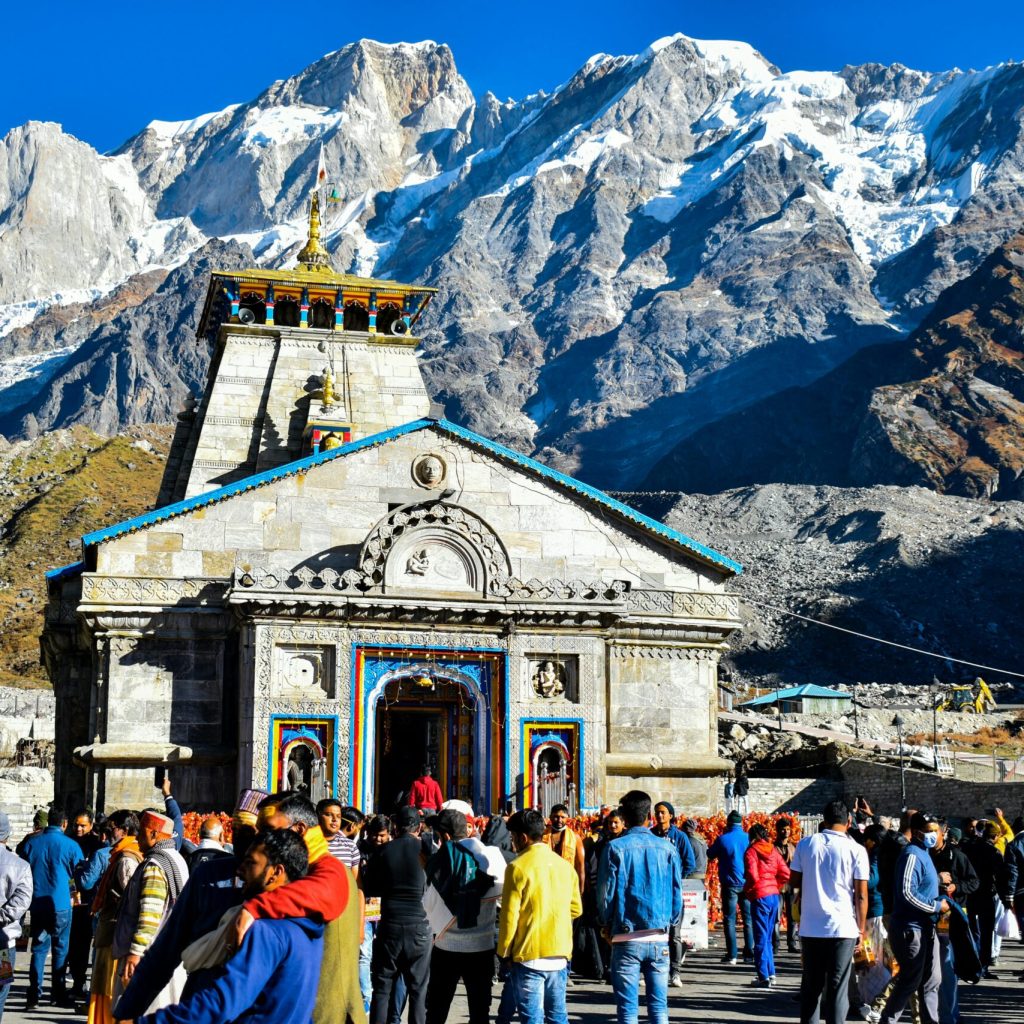 Front view of Kedarnath Temple during Char Dham Yatra 2026 in Uttarakhand Himalayas