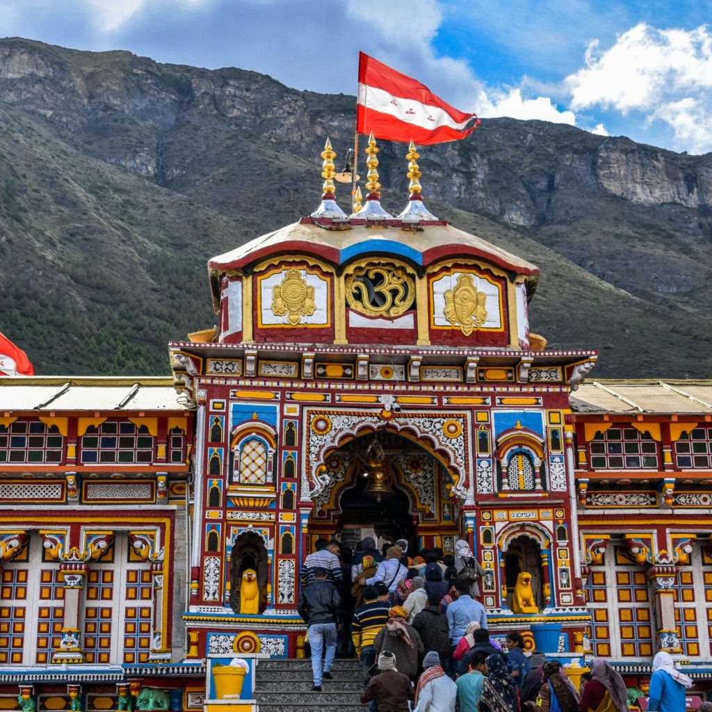 Badrinath Temple during Char Dham Yatra 2026 located in the Garhwal Himalayas of Uttarakhand